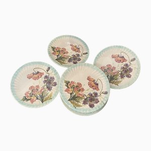 Floral Serving Plates, 1900s, Set of 10