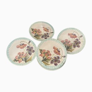 Platos de servicio florales, década de 1900. Juego de 10