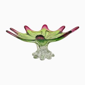 Sunburst Shaped Murano Centerpiece in Lime Green & Fushsia from Sommerso, 1960s