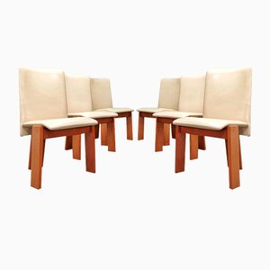 Chairs with Tripod Structure and Beige Leather Upholstery, 1970s, Set of 6