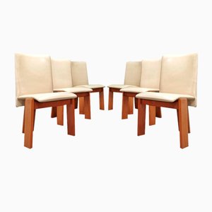 Chairs with Tripod Structure and Beige Leather Upholstery, 1970s, Set of 6