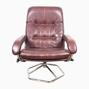 Red Leather and Chrome Armchair