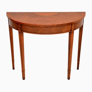 Consola vintage estilo Sheraton de Burr Elm, 1950