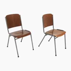 Skandinavische Stühle aus Teak & Metall, Schweden, 1960er, 2er Set