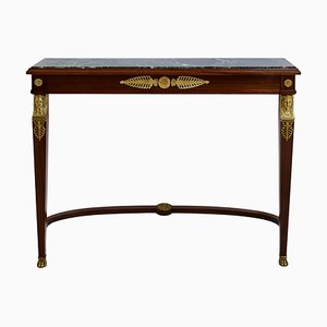 French Empire Console Table in Mahogany with Marble Top, 1850s-1860s