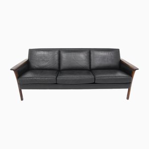 Scandinavian Leather 3-Seater Sofa, Sweden, 1960s