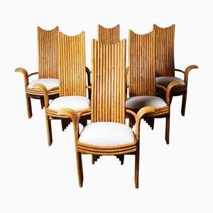 Vintage Highback Bamboo Dining Chairs, 1970s, Set of 6
