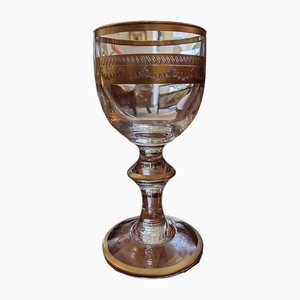 Antique Chalice in Blown Glass with Thread in Gold, 1700s