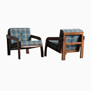 Tartan Easy Chairs, Italy, 1950s, Set of 2
