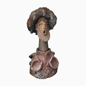 Künstler der Spanischen Schule, Skulptur eines Mannes mit Hut, 1980er, Keramik