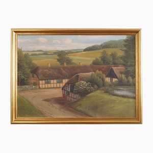 B. Möller, The German Village, años 70, óleo sobre lienzo, enmarcado