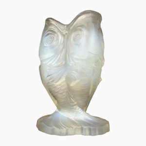 Vase Sculptural en Verre Pressé et Moulé par Edmond Etling