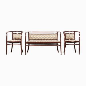 Wiener Secession Seating Set by Otto Wagner for Mundus Austria, 1903, Set of 3