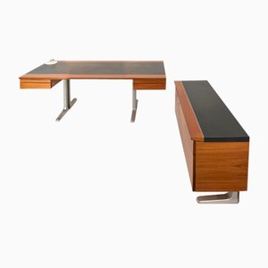 Executive Desk with Sideboard in Rosewood from Walter Knoll, 1970, Set of 2