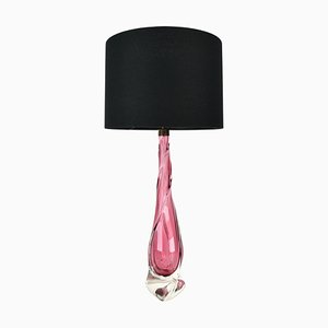 Lampada da tavolo in vetro di Murano rosa, anni '60