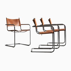 Bauhaus Tubular Dining Chairs in the style of Marcel Breuer, 1970s, Set of 4