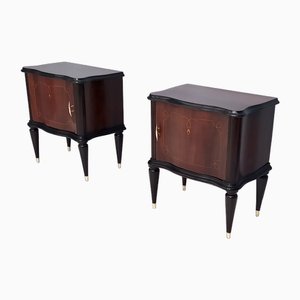 Vintage Walnut Nightstands with in the style of Tomaso Buzzi, Italy, Set of 2