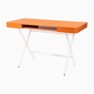 Cosimo Desk with Orange Glossy Lacquered Top by Marco Zanuso Jr. for Adentro