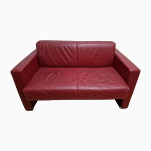 Sofa aus rotem Leder, 1980er