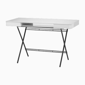 Cosimo Desk with Grey Glossy Lacquered Top and Bronze Lacquered Frame by Marco Zanuso Jr. for Adentro