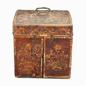 18th Century Jewelry Box in Papier-Mâché and Wood