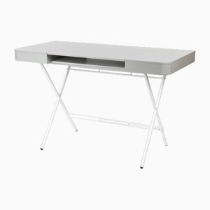 Cosimo Desk with Grey Glossy Lacquered Top and White Lacquered Frame by Marco Zanuso Jr. for Adentro