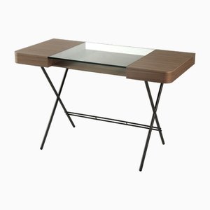 Cosimo Desk with Walnut Veneer and Bronze Lacquered Frame by Marco Zanuso Jr. for Adentro