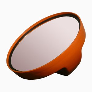Specchio da trucco in plastica arancione, Italia, anni '70