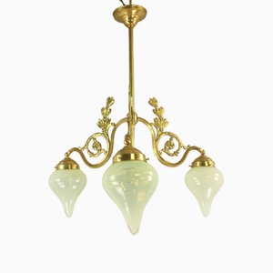 French Brass Chandelier, France, 1910s