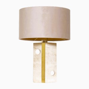Mid-Century Italian Table Lamp in Travertine attributed to Fratelli Mannelli, 1970s