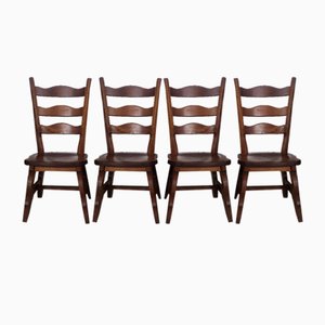 Scandinavian Brutalist Chairs, 1950s, Set of 4