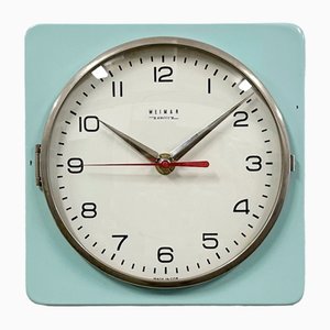 Vintage Turquoise East German Wall Clock from Weimar Electronic , 1970s
