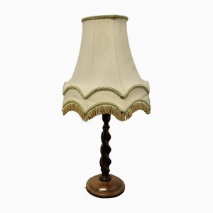 Turned Oak Table Lamp, 1920s