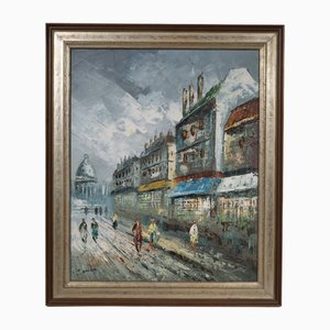 J. Austin, Impressionistische Stadtansicht, Öl auf Leinwand, 1890-1910, Gerahmt