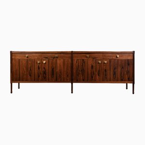 Italian Handcrafted Sideboard in Rosewood and Brass, 1960s
