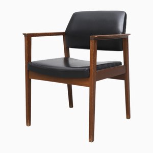 Vintage Leatherette & Oak Side Chair, Sweden, 1960s