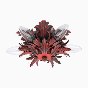 Rote Florentiner Deckenlampe von Banci Firenze, 1960er