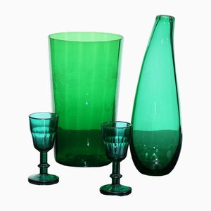 Jarrones y tazas vintage de vidrio de Monica Bratt para Reijmyre, Sweden. Juego de 4