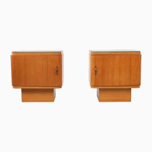 Art Deco Night Stands in Satinwood, Holland, 1930s , Set of 2