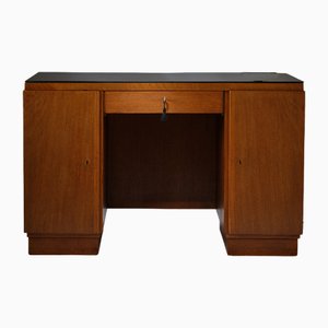 French Art Deco Oak Kneehole Desk, 1930s