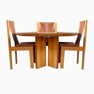 Brutalistischer Vintage Tisch und Stühle von Luigi Gorgoni für Maison Regain, 1980er, 5er Set