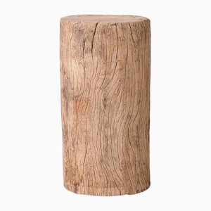 Mesa auxiliar o pedestal Wabi-Sabi vintage de madera