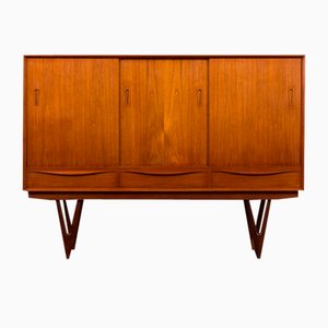 Buffet Haut Mid-Century en Teck avec Meuble de Bar par Kurt Østervig, 1960s