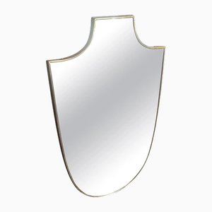 Mid-Century Modern Brass Shield-Shaped Wall Mirror in the style of Gio Ponti, 1950s