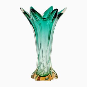 Jarrón Mid-Century de cristal de Murano retorcido, años 60