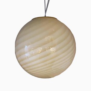 Amber-White Sphere Pendant in Murano Glass by Simoeng