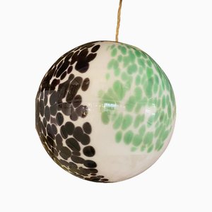Green and Black Murrine Sphere Pendant in Murano Glass by Simoeng