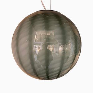 Greenand Milky-White Spider Sphere Pendant in Murano Glass by Simoeng