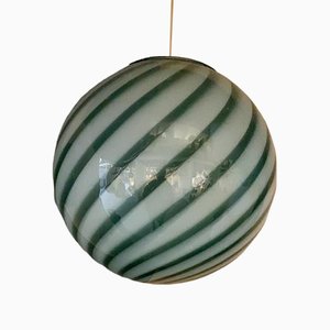 Blue and Milky-White Sphere Pendant in Murano Glass by Simoeng