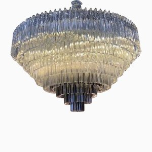 Transparent and Black Triedro Murano Glass Chandelier by Simoeng